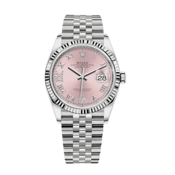 Date just white gold pink dial 36mm