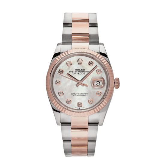 Date just rose gold mother of pearl diamond dial 36mm