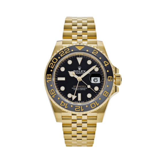 Gmt-master ii yellow gold black dial 40mm