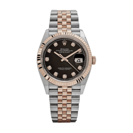 Date just rose gold black diamond dial 36mm